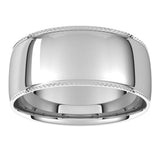 Sterling Silver 8 mm Rope Comfort-Fit Half Round Band Size 11