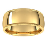14K Yellow Gold 8 mm Rope Comfort-Fit Half Round Band Size 7.5