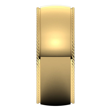 14K Yellow Gold 8 mm Rope Comfort-Fit Half Round Band Size 7.5