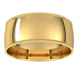 14K Yellow Gold 8 mm Lightweight Milgrain Comfort-Fit Half Round Band Size 11