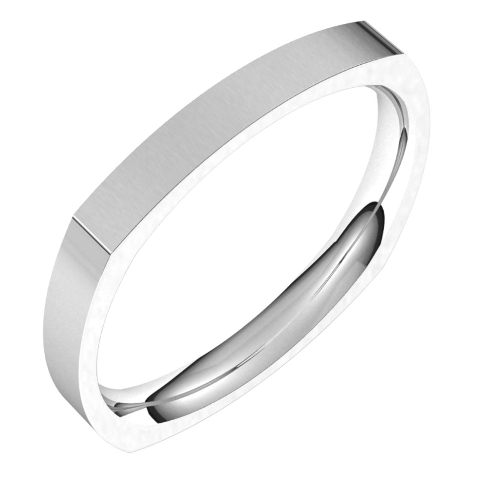 Platinum 2.5 mm Square Comfort Fit Band Size 8.5