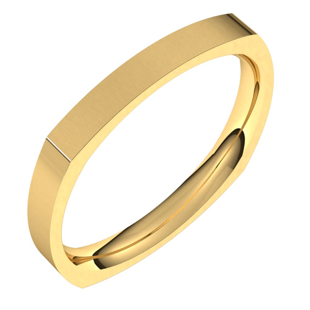 14K Yellow 2.5 mm Square Comfort Fit Band Size 5