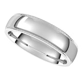 Sterling Silver 5 mm Rope Half Round Comfort Fit Band Size 11