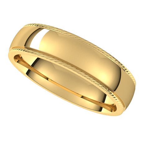 14K Yellow 5 mm Rope Half Round Comfort Fit Band