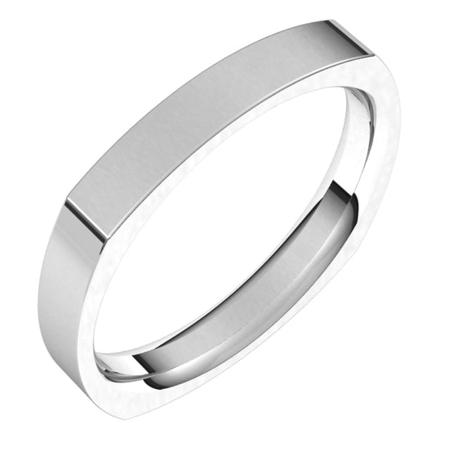 14K White 3 mm Square Comfort Fit Band Size 8