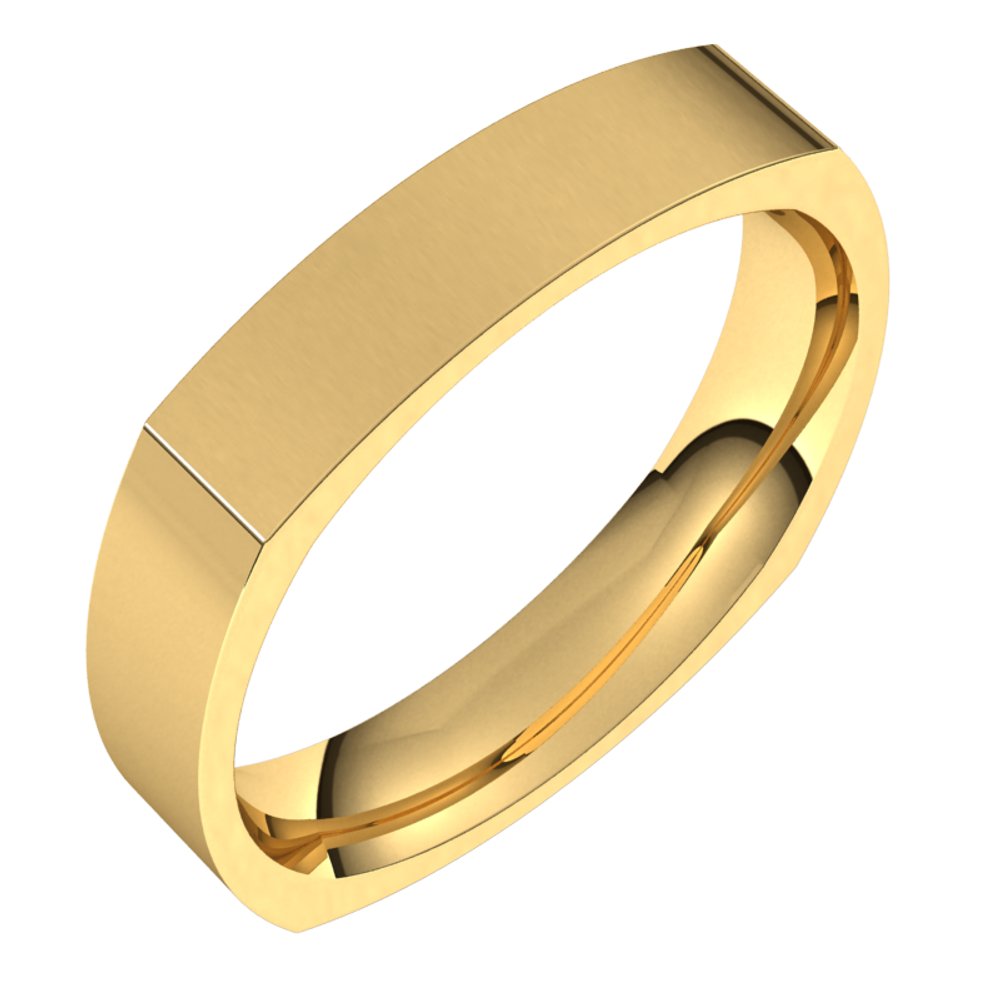 14K Yellow 4 mm Square Comfort Fit Band Size 7