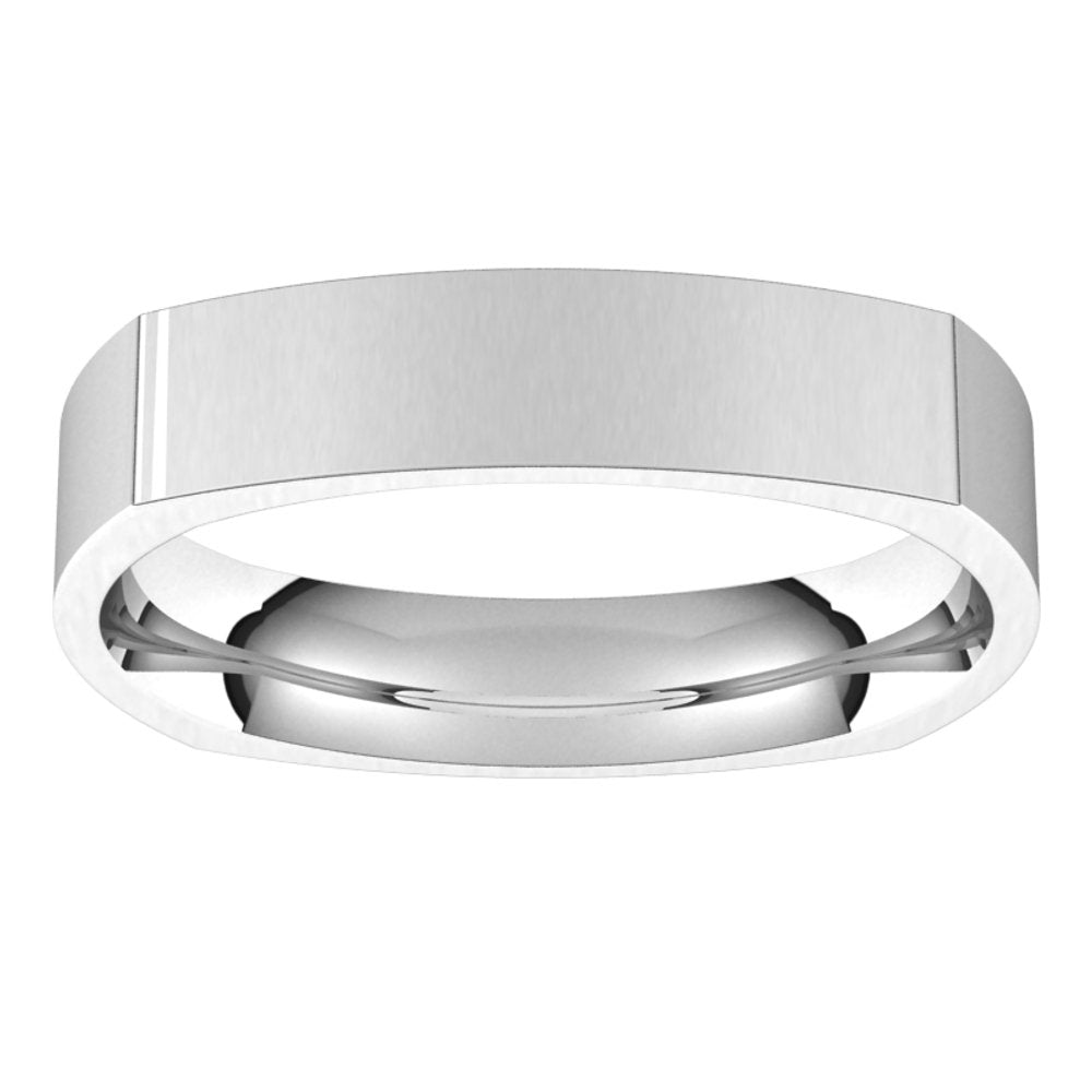 14K White 4 mm Square Comfort Fit Band