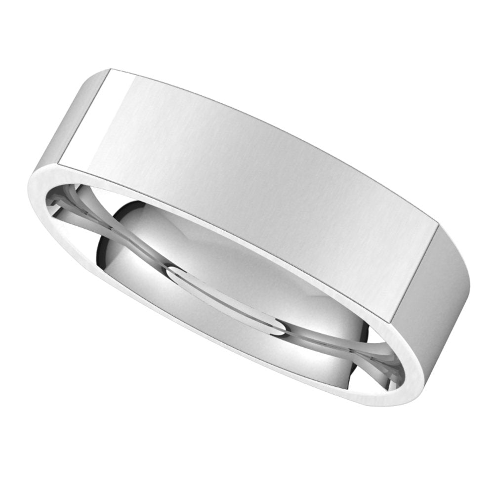 Sterling Silver 5 mm Square Comfort Fit Band Size 8