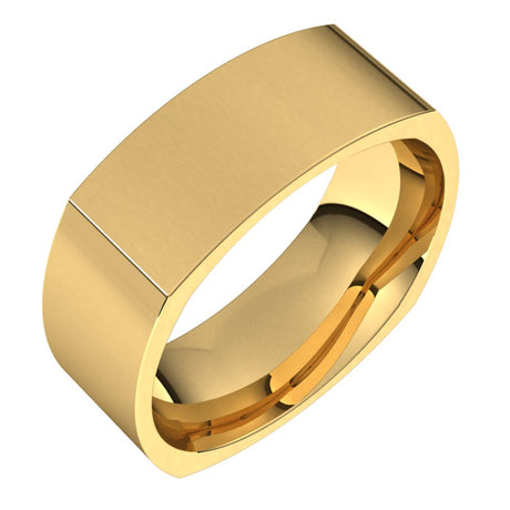 18K Yellow 7 mm Square Comfort Fit Band Size 11