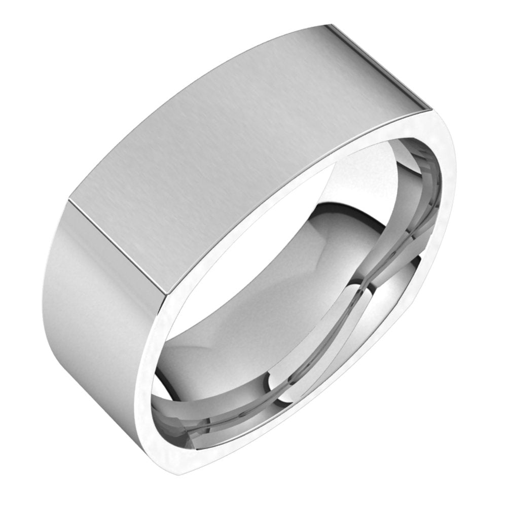 Sterling Silver 8 mm Comfort-Fit Square Band Size 10.5