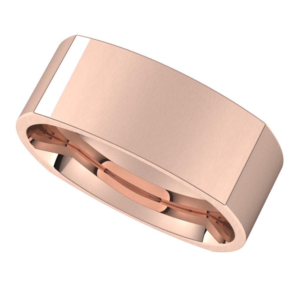 14K Rose 8 mm Square Comfort Fit Band Size 9.5