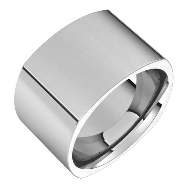 14K White 12 mm Square Comfort Fit Band Size 8.5