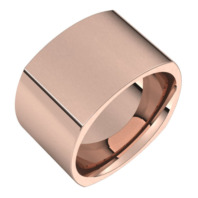 18K Rose 12 mm Square Comfort Fit Band Size 12