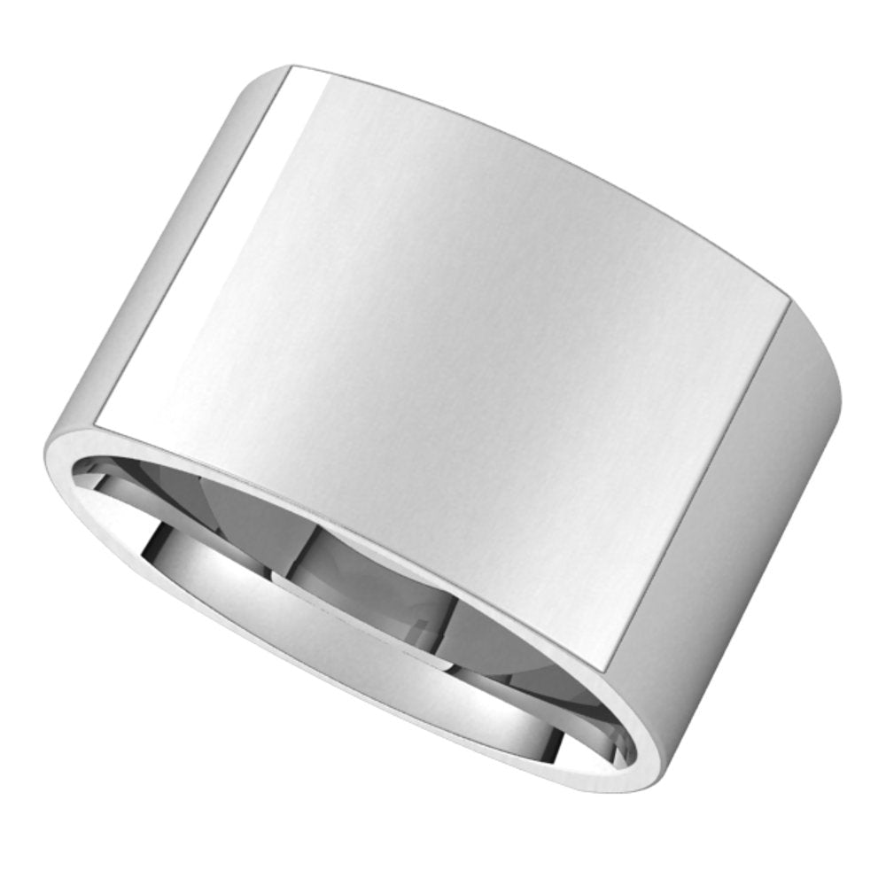 14K White 12 mm Square Comfort Fit Band Size 8.5