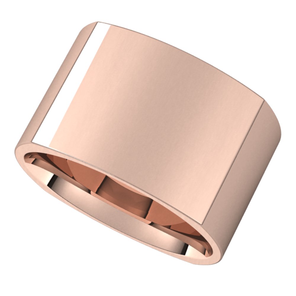 18K Rose 12 mm Square Comfort Fit Band Size 12