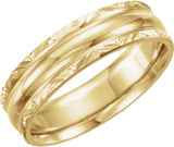 10K Yellow Gold 6 mm Design-Engraved Comfort-Fit Band Size 5.5