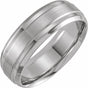 18K White 7 mm Beveled-Edge Band with Satin Finish Size 11