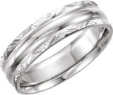 Sterling Silver 6 mm Design-Engraved Comfort-Fit Band Size 10