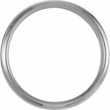 14K White Gold 7 mm Beveled Stepped-Edge Inlay Comfort-Fit Half Round Band Size 10 