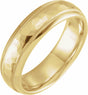 10K Yellow 6 mm Half Round Band with Hammered Texture & Milgrain Size 15