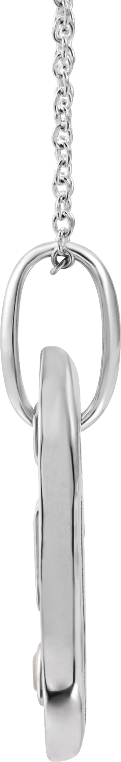 14K White Gold .05 CT Natural Diamond Initial L 16-18" Necklace