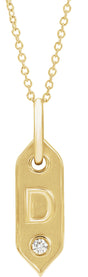 14K Yellow Gold .05 CT Natural Diamond Initial D 16-18" Necklace