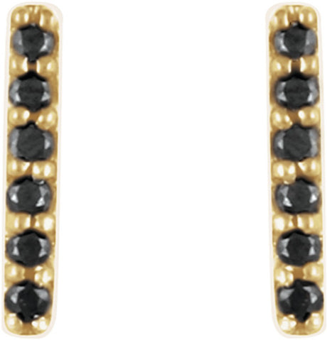 14K Yellow Gold 1/10 CTW Natural Black Diamond Bar Earrings
