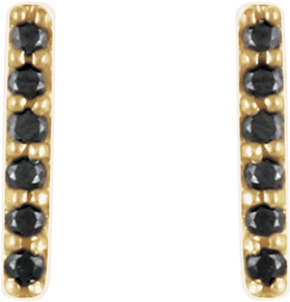 14K Yellow 1/10 CTW Natural Black Diamond Bar Earrings