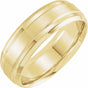 10K Yellow Gold 7 mm Beveled Stepped-Edge Inlay Comfort-Fit Half Round Band Size 7 
