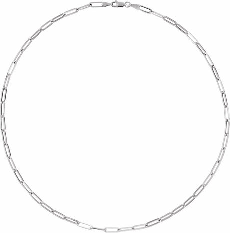 14K White 3.85 mm Paperclip-Style 16" Chain