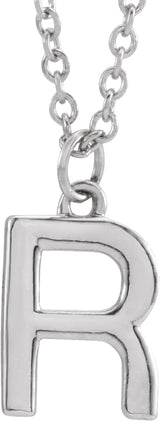 Sterling Silver Initial R Dangle 16" Necklace