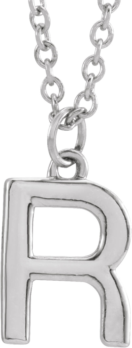 Sterling Silver Initial R Dangle 16" Necklace