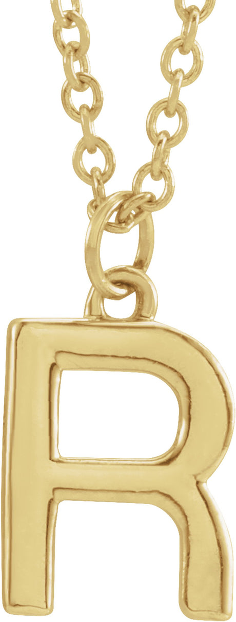 14K Yellow Gold Initial R Dangle 18" Necklace