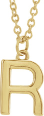 14K Yellow Gold Initial R Dangle 16" Necklace