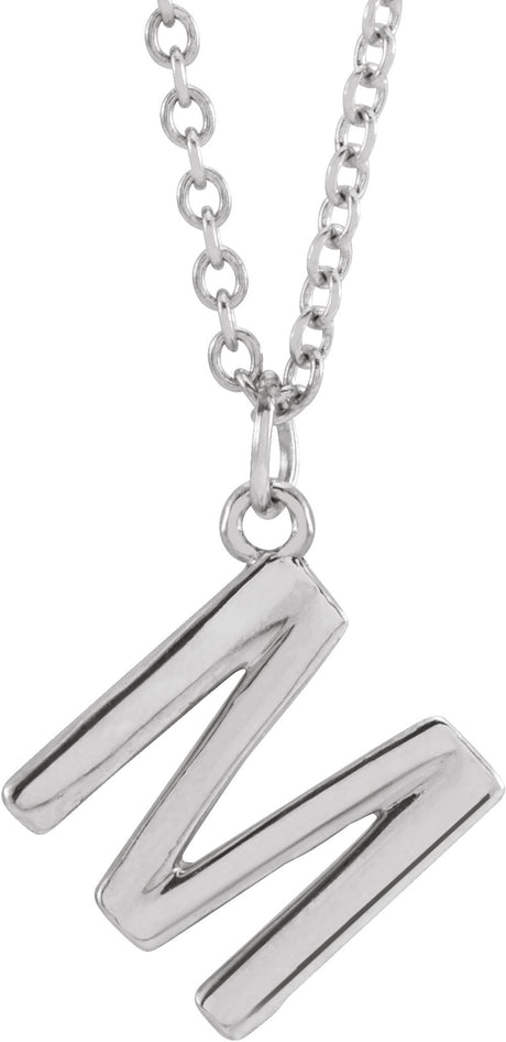 14K White Gold Initial M Dangle 18" Necklace