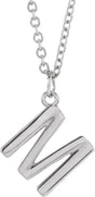 14K White Gold Initial M Dangle 18" Necklace