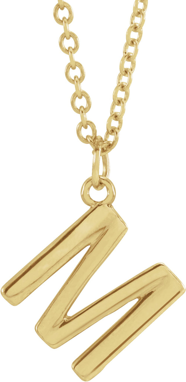 14K Yellow Gold Initial M Dangle 18" Necklace