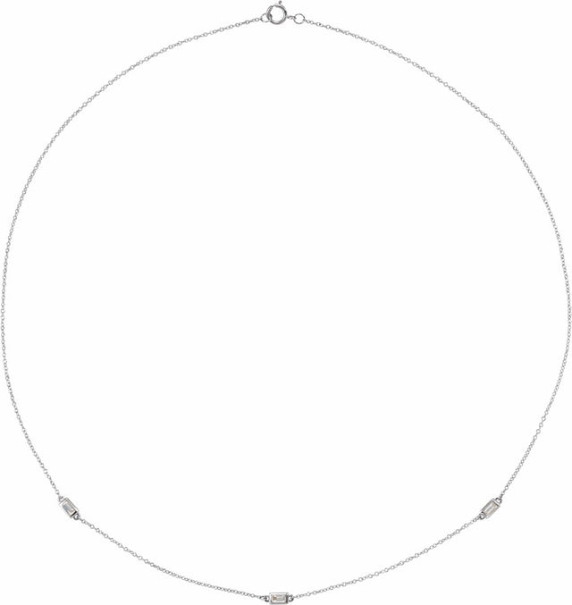 14K White Gold 1/5 CTW Natural Diamond 3-Station 18" Necklace