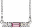 Platinum Natural Pink Tourmaline & 1/8 CTW Natural Diamond 18" Necklace