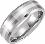 Cobalt & Silver Inlay 7 mm Beveled-Edge Comfort-Fit Band Size 8.5