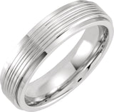 Cobalt 6 mm Flat Stepped Edge Grooved Band Size 8