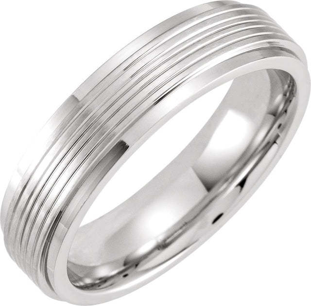 Cobalt 6 mm Flat Stepped Edge Grooved Band Size 8