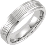 Cobalt 6 mm Stepped-Edge Grooved Flat Band Size 7.5