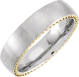 Titanium & 18K Yellow Gold PVD Rope Inlay 6 mm Comfort-Fit Half Round Band Size 7.5