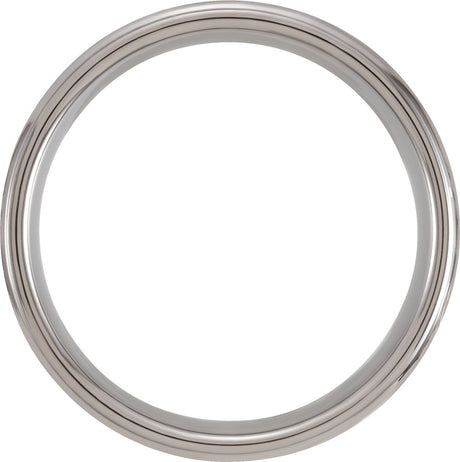 Tungsten 8 mm Stepped-Edge Mother of Pearl Inlay Comfort-Fit Band Size 7