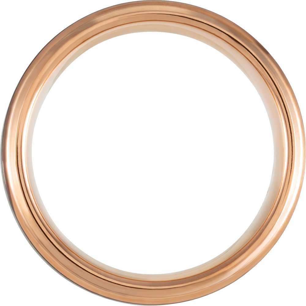 18K Rose Gold PVD & Black PVD Tungsten Beveled Stepped Edge Satin Band