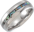 Tungsten 8 mm Pearl Shell Inlay Comfort-Fit Half Round Band Size 7
