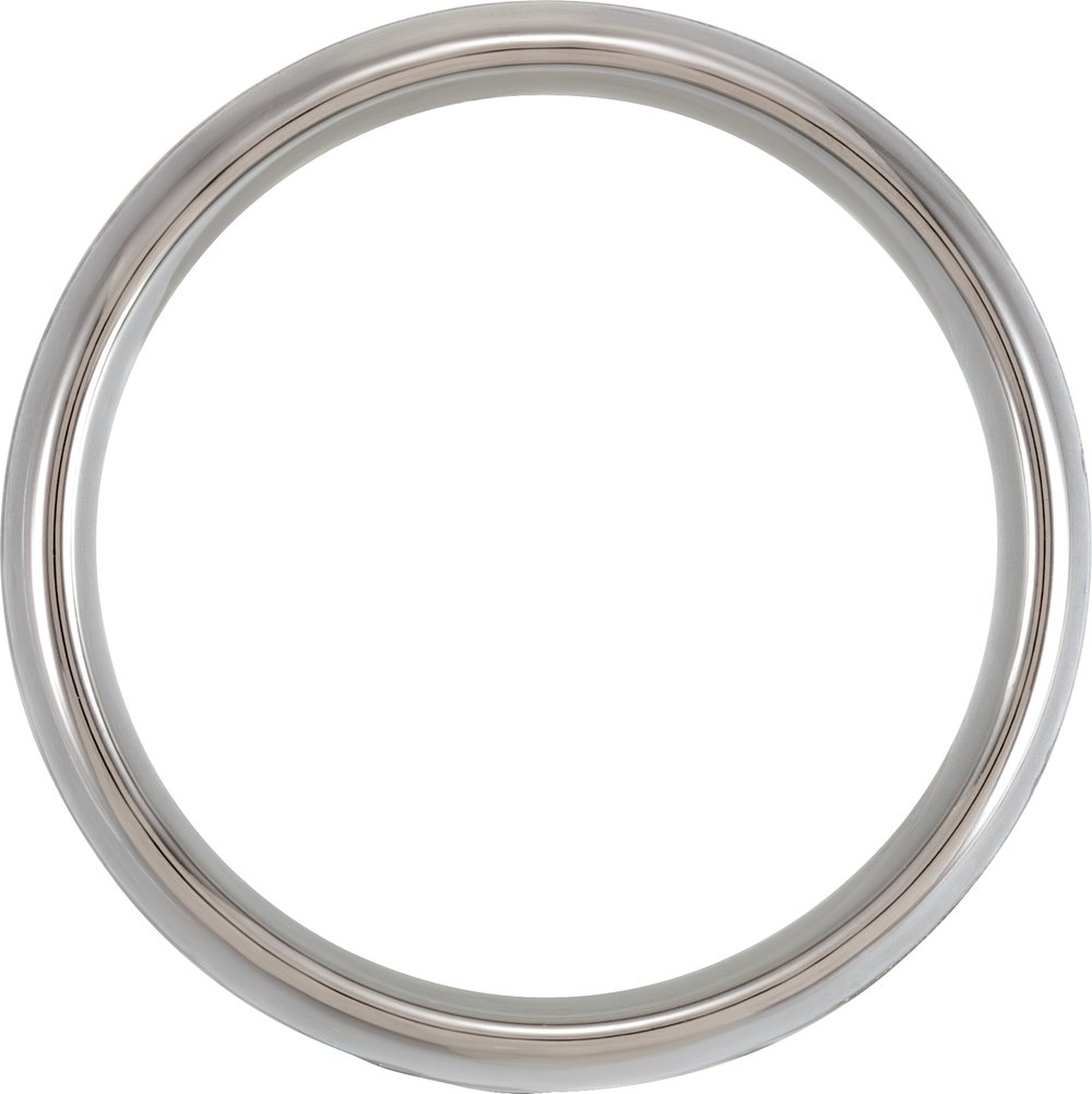 Tungsten 8 mm Pearl Shell Inlay Comfort-Fit Half Round Band Size 7