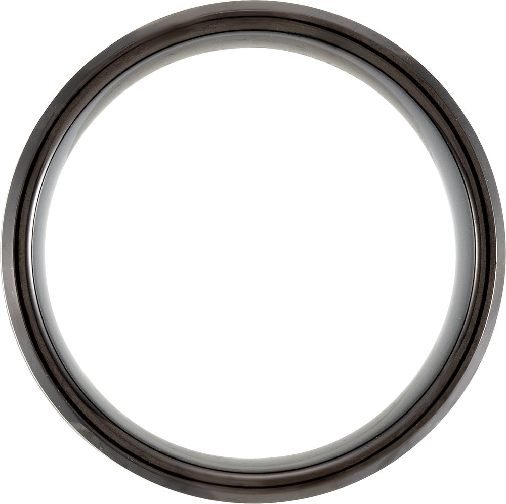 Black & Blue PVD Tungsten 8 mm Beveled-Edge Grooved Comfort-Fit Band Size 7