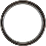 Black & Blue PVD Tungsten 8 mm Beveled-Edge Grooved Comfort-Fit Band Size 7